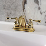 Vintage Double-Handle 3-Hole Deck Mount 4-Inch Centerset Bathroom Faucet with Pop-Up Drain