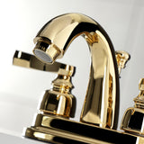 Double-Handle 3-Hole Deck Mount 4-Inch Centerset Bathroom Faucet with Brass Pop-Up