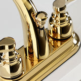 Double-Handle 3-Hole Deck Mount 4-Inch Centerset Bathroom Faucet with Brass Pop-Up