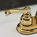 Double-Handle 3-Hole Deck Mount 4-Inch Centerset Bathroom Faucet with Brass Pop-Up