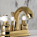 Restoration Double-Handle 3-Hole Deck Mount 4-Inch Centerset Bathroom Faucet with Pop-Up Drain