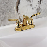 Restoration Double-Handle 3-Hole Deck Mount 4-Inch Centerset Bathroom Faucet with Pop-Up Drain