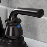 Restoration Double-Handle 3-Hole Deck Mount 4-Inch Centerset Bathroom Faucet with Pop-Up Drain