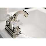 Restoration Double-Handle 3-Hole Deck Mount 4-Inch Centerset Bathroom Faucet with Pop-Up Drain