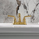 Restoration Double-Handle 3-Hole Deck Mount 4-Inch Centerset Bathroom Faucet with Pop-Up Drain