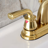 Restoration Double-Handle 3-Hole Deck Mount 4-Inch Centerset Bathroom Faucet with Pop-Up Drain