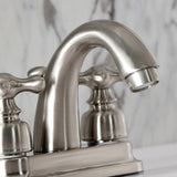 Restoration Double-Handle 3-Hole Deck Mount 4-Inch Centerset Bathroom Faucet with Pop-Up Drain