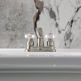 Restoration Double-Handle 3-Hole Deck Mount 4-Inch Centerset Bathroom Faucet with Pop-Up Drain