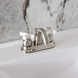 Restoration Double-Handle 3-Hole Deck Mount 4-Inch Centerset Bathroom Faucet with Pop-Up Drain