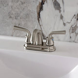 Restoration Double-Handle 3-Hole Deck Mount 4-Inch Centerset Bathroom Faucet with Pop-Up Drain