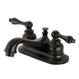 Restoration Double-Handle 3-Hole Deck Mount 4-Inch Centerset Bathroom Faucet with Pop-Up Drain