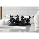 Restoration Double-Handle 3-Hole Deck Mount 4-Inch Centerset Bathroom Faucet with Pop-Up Drain