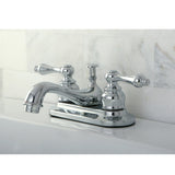 Restoration Double-Handle 3-Hole Deck Mount 4-Inch Centerset Bathroom Faucet with Pop-Up Drain