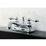 Restoration Double-Handle 3-Hole Deck Mount 4-Inch Centerset Bathroom Faucet with Pop-Up Drain