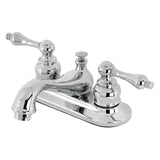 Restoration Double-Handle 3-Hole Deck Mount 4-Inch Centerset Bathroom Faucet with Brass Pop-Up