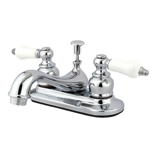 Restoration Double-Handle 3-Hole Deck Mount 4-Inch Centerset Bathroom Faucet with Pop-Up Drain