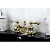 Restoration Double-Handle 3-Hole Deck Mount 4-Inch Centerset Bathroom Faucet with Brass Pop-Up