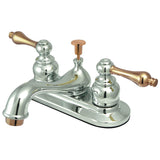 Restoration Double-Handle 3-Hole Deck Mount 4-Inch Centerset Bathroom Faucet with Pop-Up Drain