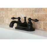 Restoration Double-Handle 3-Hole Deck Mount 4-Inch Centerset Bathroom Faucet with Pop-Up Drain