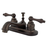 Restoration Double-Handle 3-Hole Deck Mount 4-Inch Centerset Bathroom Faucet with Pop-Up Drain