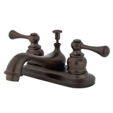 English Vintage Double-Handle 3-Hole Deck Mount 4-Inch Centerset Bathroom Faucet with Pop-Up Drain