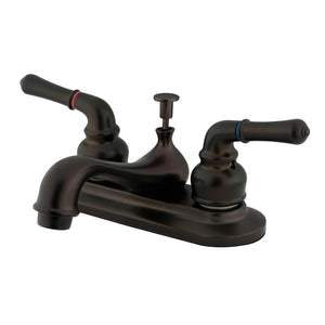 Restoration Double-Handle 3-Hole Deck Mount 4-Inch Centerset Bathroom Faucet with Pop-Up Drain