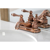 Restoration Double-Handle 3-Hole Deck Mount 4-Inch Centerset Bathroom Faucet with Pop-Up Drain