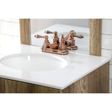 Restoration Double-Handle 3-Hole Deck Mount 4-Inch Centerset Bathroom Faucet with Pop-Up Drain