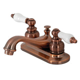 Restoration Double-Handle 3-Hole Deck Mount 4-Inch Centerset Bathroom Faucet with Pop-Up Drain