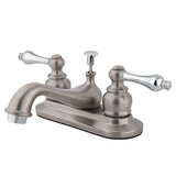 Restoration Double-Handle 3-Hole Deck Mount 4-Inch Centerset Bathroom Faucet with Pop-Up Drain