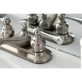 English Vintage Double-Handle 3-Hole Deck Mount 4-Inch Centerset Bathroom Faucet with Pop-Up Drain