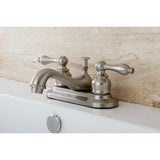 Restoration Double-Handle 3-Hole Deck Mount 4-Inch Centerset Bathroom Faucet with Pop-Up Drain