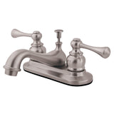 English Vintage Double-Handle 3-Hole Deck Mount 4-Inch Centerset Bathroom Faucet with Pop-Up Drain