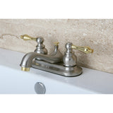 Restoration Double-Handle 3-Hole Deck Mount 4-Inch Centerset Bathroom Faucet with Pop-Up Drain