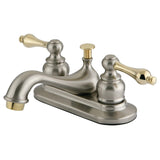 Restoration Double-Handle 3-Hole Deck Mount 4-Inch Centerset Bathroom Faucet with Pop-Up Drain