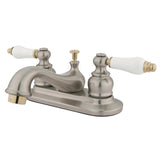 Restoration Double-Handle 3-Hole Deck Mount 4-Inch Centerset Bathroom Faucet with Pop-Up Drain