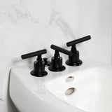 Kaiser Three-Handle Deck Mount Vertical Spray Bidet Faucet with Brass Pop-Up