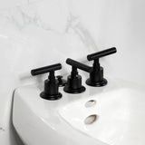 Manhattan Three-Handle Deck Mount Vertical Spray Bidet Faucet with Brass Pop-Up