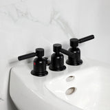 Kaiser Three-Handle Deck Mount Vertical Spray Bidet Faucet with Brass Pop-Up