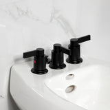 NuvoFusion Three-Handle Deck Mount Vertical Spray Bidet Faucet with Brass Pop-Up