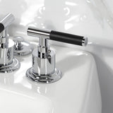 Kaiser Three-Handle Deck Mount Vertical Spray Bidet Faucet with Brass Pop-Up