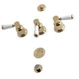 Paris Three-Handle Deck Mount Vertical Spray Bidet Faucet with Brass Pop-Up