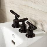 Manhattan Three-Handle Deck Mount Vertical Spray Bidet Faucet with Brass Pop-Up