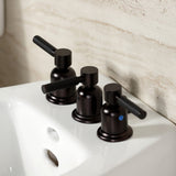 Kaiser Three-Handle Deck Mount Vertical Spray Bidet Faucet with Brass Pop-Up