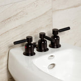 Kaiser Three-Handle Deck Mount Vertical Spray Bidet Faucet with Brass Pop-Up