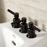 Concord Three-Handle Deck Mount Vertical Spray Bidet Faucet with Brass Pop-Up