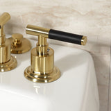 Kaiser Three-Handle Deck Mount Vertical Spray Bidet Faucet with Brass Pop-Up