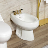 Kaiser Three-Handle Deck Mount Vertical Spray Bidet Faucet with Brass Pop-Up