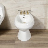 Kaiser Three-Handle Deck Mount Vertical Spray Bidet Faucet with Brass Pop-Up