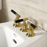 Kaiser Three-Handle Deck Mount Vertical Spray Bidet Faucet with Brass Pop-Up